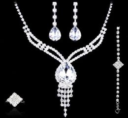 Wedding Jewellery sets Earrings Necklace rings bracelet Accessories one set include four pcs luxury fashion new style HT1261709596