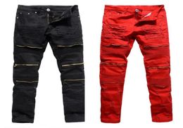 Men039s Jeans 3 Colors Mens Pants Zipper Hole Cool Trousers For Guys 2021 Europe America Style Plus Size Ripped Male1746724