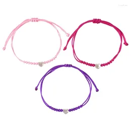 Charm Bracelets 3 Pcs Mother's Day Parent-child Matching Colour Alloy Heart Hand Rope