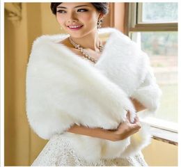 modabelle White Faux Fur Wrap Wedding Shawl Cape De Mariee Bridal Bolero Winter Wraps Coat Stole Faux Fur Fabric For Brides In Sto5700871