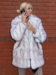 Women's Jackets Women Chic Tie Dyed Thicken Plush Coat Fashion Turn-Down Collar Long Sleeved Pockets Overcoat 2024 Winter Female Warm Fur