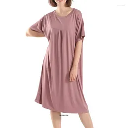 Women's Sleepwear Size 6XL150kg Summer Women Dress Short Sleeve Solid Colour O Neck Loose Vestido Big Home Dresses