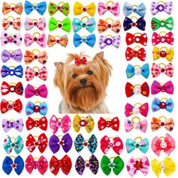 Hair Accessories 10Pcs/Lot Kids Pets Puppy Elastic Bands Bow Ties Leather Head Rope Cute Flower Headband Children Headdress