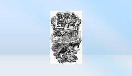 Large Arm Sleeve Tattoo Clock Rose Cross Dragon Waterproof Temporary Tatto Sticker Poker Lion Body Art Full Fake Tatoo Women Men5075901