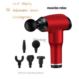 Electric massagers Deep Muscle Massage Gun Muscle Tissue Stimulation Body Percussion Relaxation Massager LCD Display Rechargeable 12 Adjust Gears YQ240117