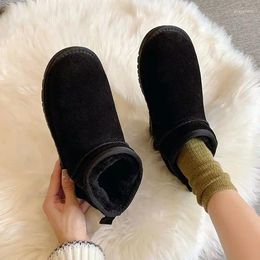 Boots 2024 Winter Short Leather Women's Snow Fashion Comfortable Mao Low Chest Warm Shoes Women