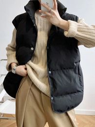 Women's Vests 2024 Women Vest Coat Stand Collar Winter Warm Tops Beige Chaleco Mujer Gilet Casaco Feminino