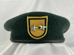 Berets US Army 1th Special Forces Group BLACKISH Green Beret 2 Stars Major General Military Reenactment