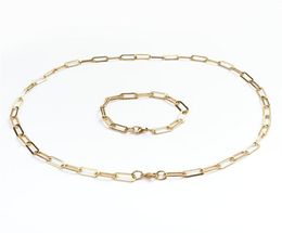 304 aço inoxidável clipe de papel correntes colar pulseiras definir ouro prata col267v4516445