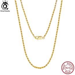 ORSA JEWELS 18K Gold over 925 Sterling Silver 1.7mm Diamond-Cut Rope Chain Necklace for Man Woman Twist Chain SC29 240117