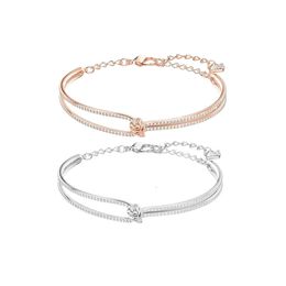 Swarovski Bracelet Designer Luxury Fashion Women Original Quality Element Crystal Twisted Bracelet With Rose Gold Temperament As A Gift For Girlfriend