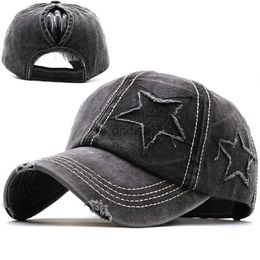 Ball Caps 100% Washed Denim Hole star Baseball cap Snapback Hats Autumn Summer fishing Hat for Men Women Caps Casquette hats Gorras YQ240117