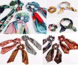 Floral Leopard Scrunchies Hair Scarf Elastic Boho Streamers Bow Hair Rope Ties Scrunchie Ponytail Holder for Hair Accessories 30 c3153916