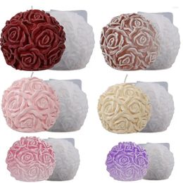 Baking Moulds Rose Ball Candle Molds 3D Flowers Silicone Mould Valentine's Day Resin Casting Mold For DIY Soap Chocolate Plaster