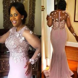 Plus Size Charming Pink Long Sleeves 2021 Mother Dress Beaded Evening Dress Mother of the bride Dresses For Wedding282K