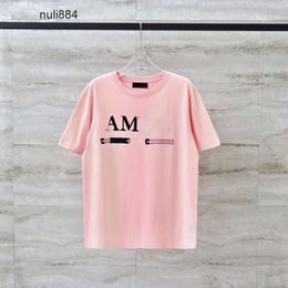 Pink summer shirts amari Splash Men amirl Mens T amis Designer Clothing AM personality letter amar ink TShirt miri Short Sleeve 2023 Summer Tops T Shirt Male Fash FH7N