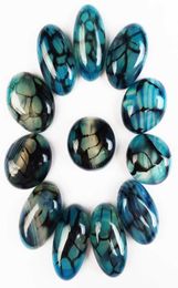 12pcs Whole Natural Blue Dragon veins Agates Oval CAB Cabochon 17x12x6mm for Jewellery Making Accessories no hole 2107204838762