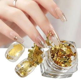 Nail Art Decorations 9Colors Sequins Aluminium 3D Glitters Foil Flakes For Manicure Gold Silver Irregular Decoration Charms