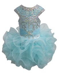 Luxurious New Little Girls Glitz Beaded Pageant Cupcake Dresses Infant Mini Short Skirts Toddler Tutu Girl Ruffles Dresses 20205870863