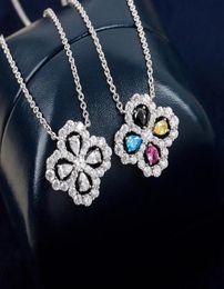 luxury Jewellery necklace flower Pendants diamond sweater 925 Sterling Silver Rhodium Plated designer thin chain women necklaces fas6953747