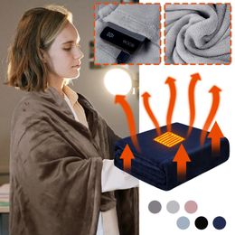 Electric Heated Shawl Blanket Battery Operated USB Cordless Wrap Ultra Soft Throw Flannel Warm Cape Car Office Chair Washable 240117