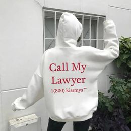 Women's Hoodies Call My Lawyer Back Print Women Funny Sayings Trendy Hoodie Female Cotton Aesthetic Hooded