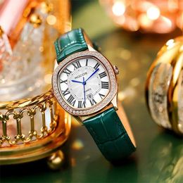 Wristwatches ROCOS Luxury Women Watch Fashion Elegant Diamond Wristwatch Leather Ladies Waterproof Quartz Relojes Para Mujer 0247