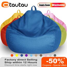 OTAUTAU Big Cotton Linen Bean Bag Cover without Filler Corner Seat Lazy Beanbag Chair Pouffe Salon Ottoman Puff Lounger Sac DD002 240116