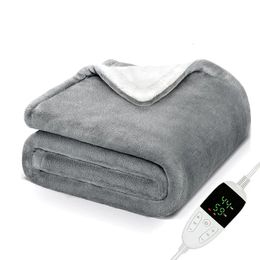 Electric Blankets Flannel Sherpa 6 Heat Settings 10-hour Time Auto-Off Function Heated Blanket Over-Heated Protection 240117