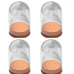 Vases Fenteer Pack Of 4 Small Clear Glass Dome Cover Cloche With Cork Base 10x6.5cm