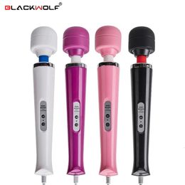 BLACKWOLF 10 Speeds Magic Wand Massager Big Massage Stick AV Vibrators Sexy Clit Sex Toys for Women European plug 240117