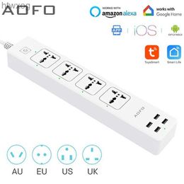 Power Cable Plug Universal Smart Power Strip WiFi Works with Alexa GoogleHome Multi Plug with 4 AC Outlets 4 USB Charging PortsVoice Control YQ240117