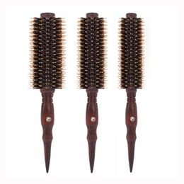 3pcsset Hair Straighten Curling Boar Bristle Comb Solid Wood Rat Tail Round Barrel Heat Resistant Hairbrush Styling Tools 1604 240116