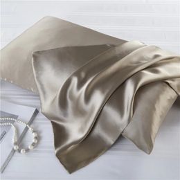 2PC Natural mulberry silk pillowcase decoration luxurious 6A bed decoration soft cushion cover solid envelope style luxurious pure pillowcase 240113