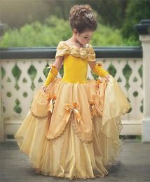 New Belle Girls Dress Yellow Princess Cosplay Costume Birthday Party 2018 Summer Wedding Dresses Children Gown Clothes J1906159931721