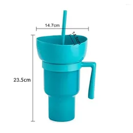 Tumblers Popcorn Water Cup Leakproof Stadium Tumbler With Snack Bowl Straw Reusable For Cinema Beverages Drinks