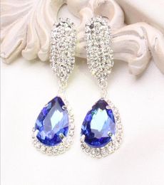 Cheap 2016 New Arrival Clear Blue red Green Beaded crystals Bridal earrings for wedding Jewellery sets Accessories Wholes7381822