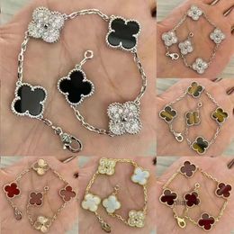 Designer Charm Bracelets Four Leaf Clover Cleef Bracelet Jewlery Rose Gold Bracelets For Woman Luxury Silver Four Leaf Charm Braclet With Box