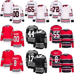 Custom Hockey 72 Alex Vlasic Jersey 94 Corey Perry 8 Ryan Donato 17 Nick Foligno 55 Kevin Korchinski 27 Lukas Reichel 44 Wyatt Kaiser 90 Tyler Johnson Youth Women Men