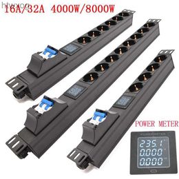 Power Cable Plug PDU Power Strip 16/32A air switch Power Distribution Unit Switcher2/3/4/5/6/7/8 Way EU Outlet Socket Power meter YQ240117