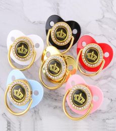 Pacifiers Colours Cartoon Crown Baby Pacifier Golden Dummy Bling Toddler Pacy Orthodontic Nipple Infant Shower Gift 018 MonthsPac8321497