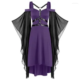 Casual Dresses 2024 Spring Summer Women's Gothic Punk Mesh Stitching Dress Strap Sling