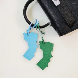 Keychains Genuine Oman National Map Leather Keychain Ladies Women Bags Backpack Pendant Charm