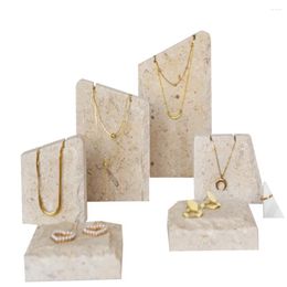 Decorative Plates Natural Beauty Marble Stone Ring Necklace Watch Jewellery Ornaments Display Stand