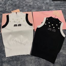 Embroidered Letters Knitted Tanks Tops For Women Sport Vest Summer Pullover Sleeveless Women Tees Clothes