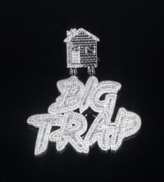 Iced out Letter Big Trap with house pendant pave full cubic zircon fit cuban chain hip hop necklace Jewellery whole47585827451368