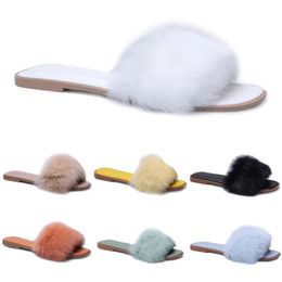 Designer fur household cotton slippers fashion classic yellow blue orange green black white sandals womens outdoor winter warm Scuffs sneaker