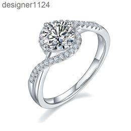 RINNTIN SMR86 D Colour VVS 1ct Moissanite Jewellery White Gold Side-stone Diamond 925 Sterling Silver Moissanite Engagement Rings