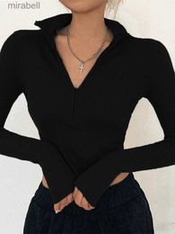 Women's Blouses Shirts solid Colour casual T-shirt women long sleeves turtleneck crop tops sexy simple style party club 2022 spring summer new YQ240117