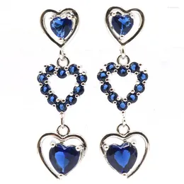 Stud Earrings Buy 2 Get 1 Free 38x12mm Eye Catching Long Heart Shape Tanzanite Females Birthday Gift Silver